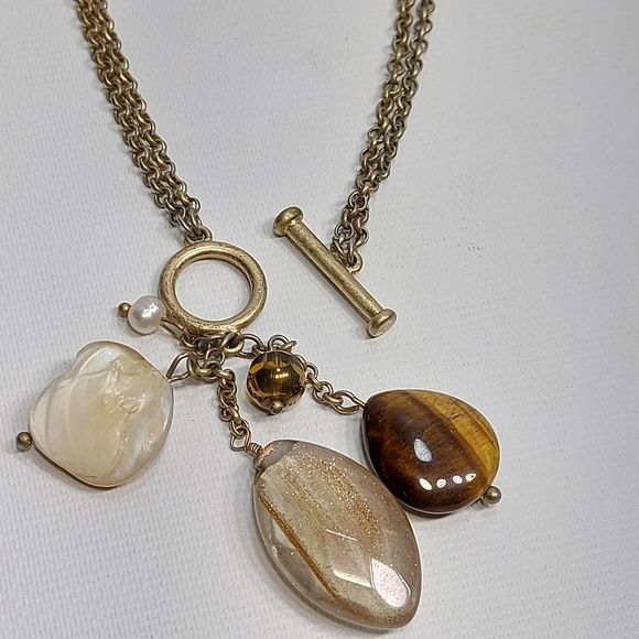 Lia Sophia Matte Gold Tone Charm Dangle Necklace - Picture 4 of 7